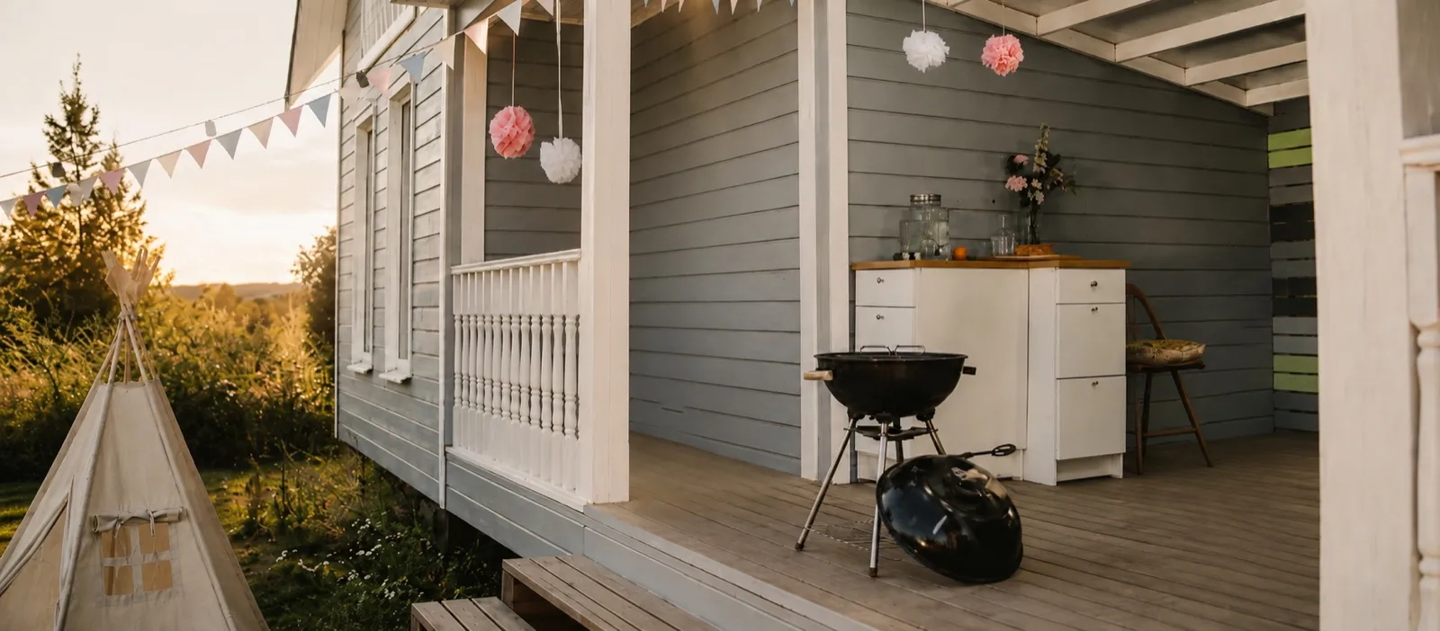 Finished deck and outdoor living space built by PCC Decking